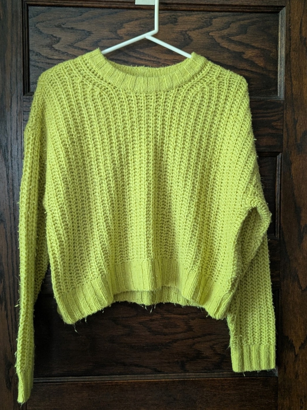 Vintage American Eagle Ribbed Knit Sweater in Limelight Yellow Green - Women XS
